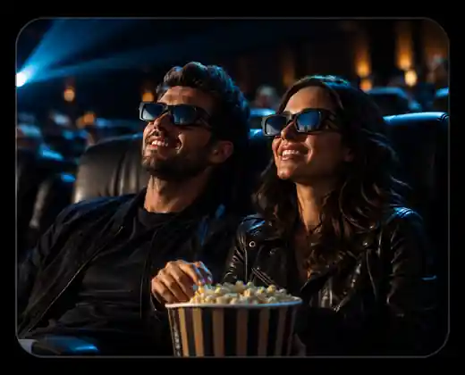 Couple enjoying a premium movie experience